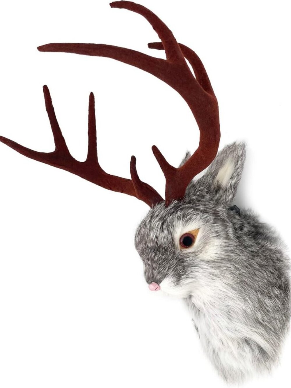 Realistic Gray Jackalope Wall Mount Decor - Unique Garden Gift & Home Accent